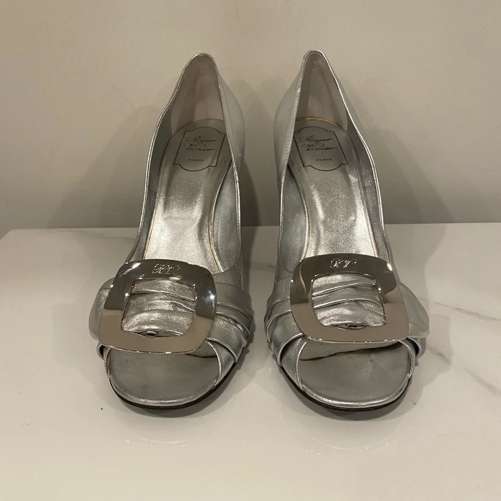 Roger Vivier Silver Buckle Heels - Picture 2 of 15